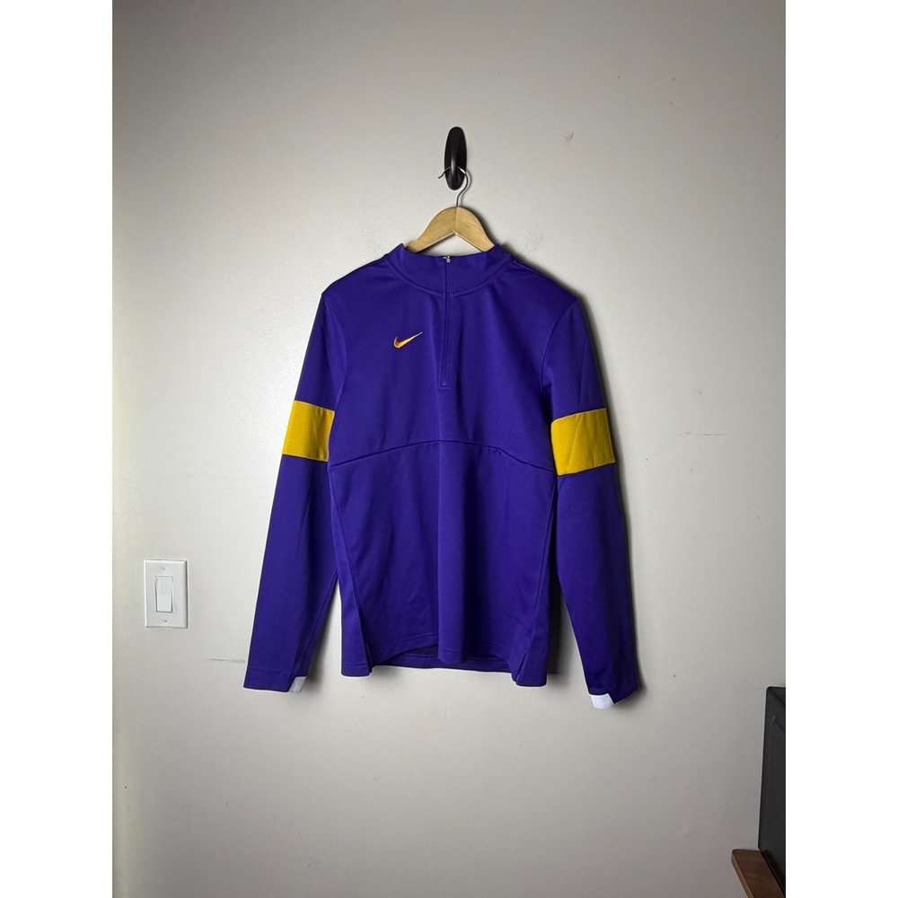 Nike Dri-FIT Training Top Mens S Purple Yellow 1/4 Zip Up